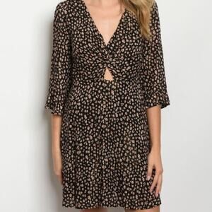 Printed Cutout Dress V-neck
